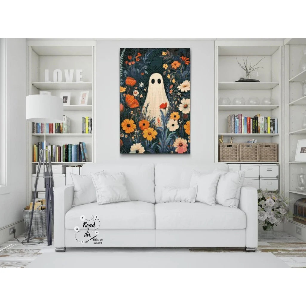 Sweet Ghost in a Sea of Flowers Diamond Painting Kit by Nordik Atelier