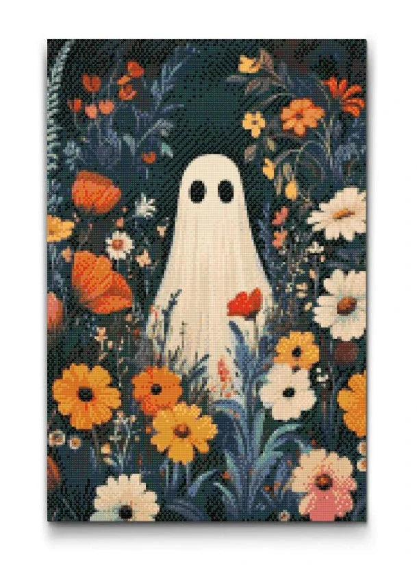 Sweet Ghost in a Sea of Flowers Diamond Painting Kit by Nordik Atelier