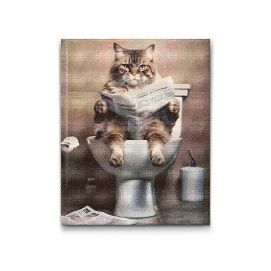 Toilet Reader Cat Funny Diamond Painting Kit by Nordik Atelier