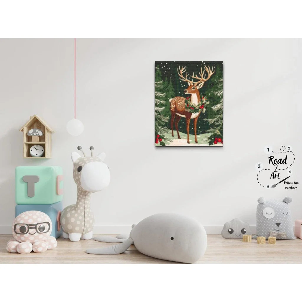 Deer in Winter Forest Diamond Painting Kit by Nordik Atelier