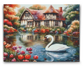 Swan by the Cottage Diamond Painting Kit by Nordik Atelier