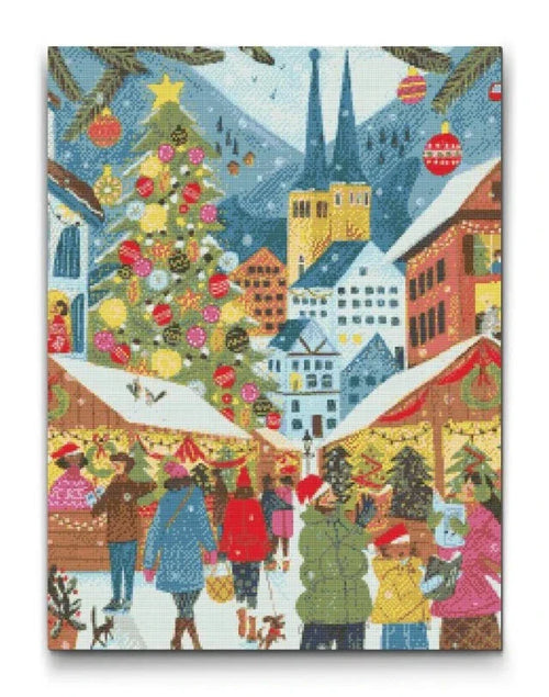Christmas Market in Mountain Village Diamond Painting Kit by Nordik Atelier