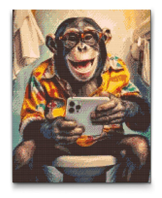 Toilet Selfie Monkey Funny Diamond Painting Kit by Nordik Atelier