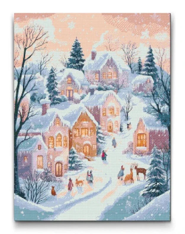 Decorated Christmas Village Diamond Painting Kit by Nordik Atelier