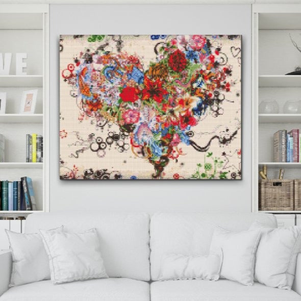 Heart with Flowers Diamond Painting Kit by Nordik Atelier