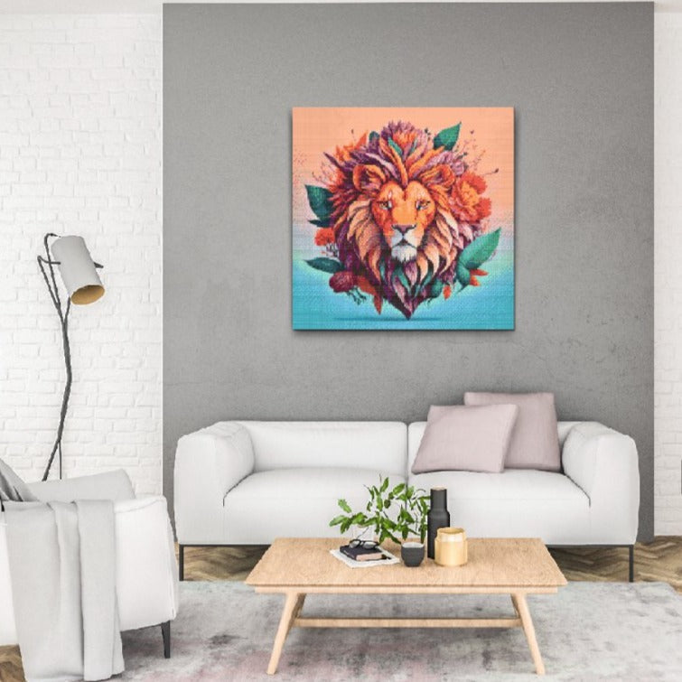 Lion with Flowers Diamond Painting Kit by Nordik Atelier